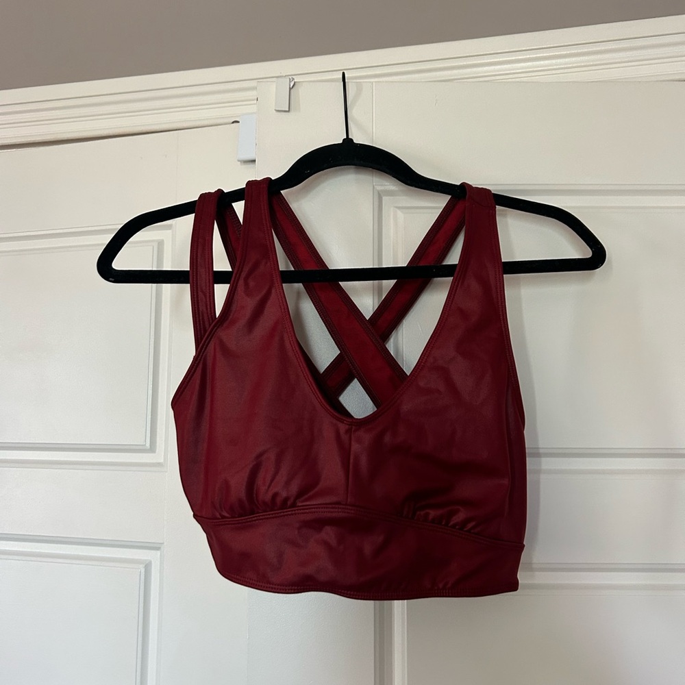 Free People Movement Red Metallic Cross-Back Bralette